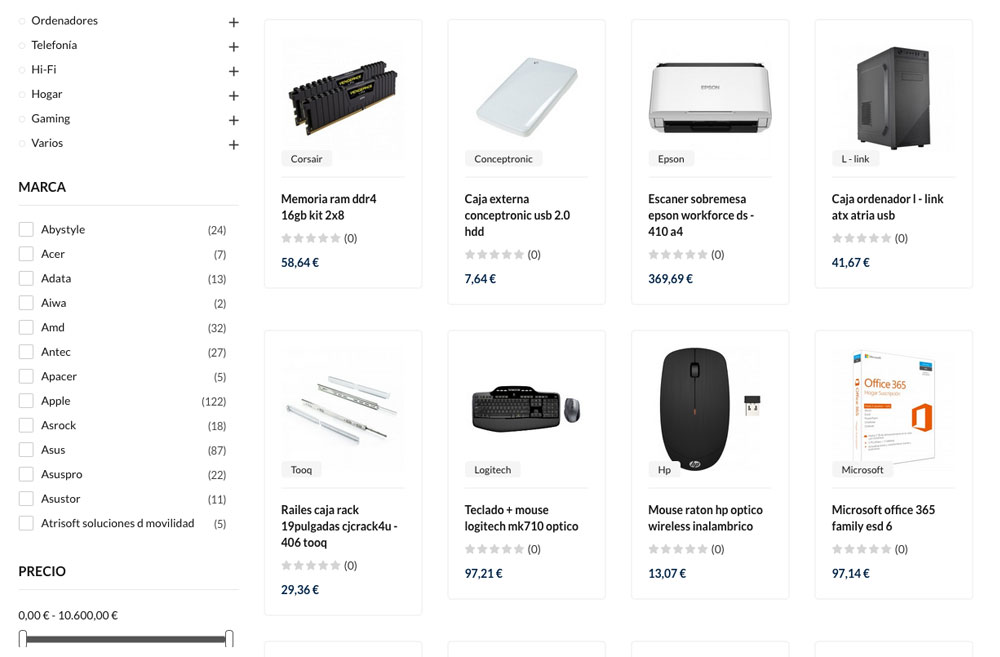 Sistema de visualización de catálogo altamente configurable